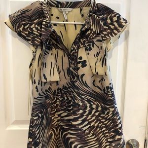 BCBGeneration Black Brown Cream Patterned Blouse